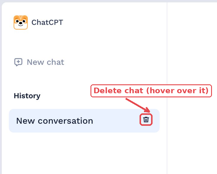 ChatCPT chat deletion