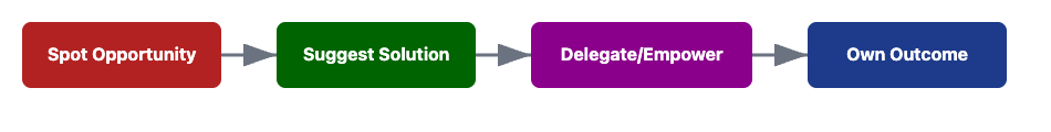 Spot Opportunity -> Suggestion Solution -> Delegate/Empower -> Own Outcome