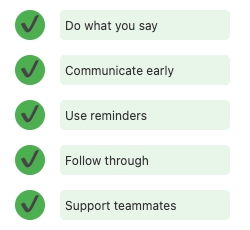 Reliability Checklist: Small, consistent actions build trust and reliability in your team